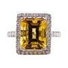 6.25 ctw Citrine and Diamond Ring - 14KT White Gold