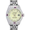 Rolex Ladies Stainless Steel Yellow Diamond & Ruby 26MM Datejust Wristwatch