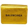 Balenciaga Gold Leather Logo Trifold Wallet