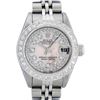 Rolex Ladies Stainless Steel Light Pink MOP 18K Gold Diamond Bezel Datejust Wris
