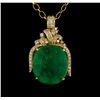 14KT Yellow Gold GIA Certified 50.88 ctw Emerald and Diamond Pendant With Chain