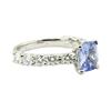 3.86 ctw Rectangular Cushion Brilliant Blue Sapphire And Diamond Ring - 14KT Whi