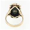 Image 6 : Vintage 14k Gold Rectangular Black Onyx w/ Green Agate Stripes Long Dinner Ring