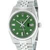 Rolex Mens Stainless Green Diamond 36MM Datejust Wristwatch Oyster Perpetual
