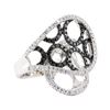 1.17 ctw Black and White Diamond Ring - 18KT White Gold