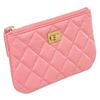 Image 2 : Chanel Pink Reissue Pink Leather Zipper Pouch