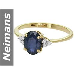 1.56 ct Sapphire & Diamond Ring 14kt Gold