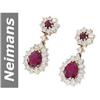 Image 1 : 11.03 ct Ruby & Diamond Earrings 14kt Gold