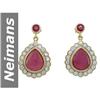 Image 1 : 11.16 ct Ruby & Diamond Earrings 14kt Gold