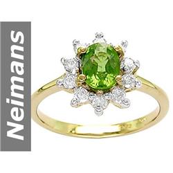 1.28 ct Green Apatite & Diamond Ring 14kt Gold