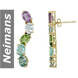 9.6 ct Amethyst , Apatite , Aquamarine , Blue Zircon & Green Apatite Earrings 14kt Gold