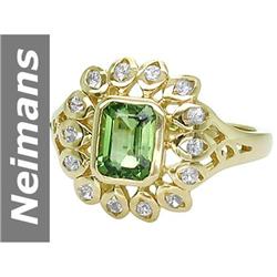 1.66 ct Green Apatite & White Sapphire Ring 14kt Gold