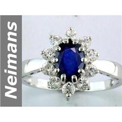 1.45 ct Blue, White Sapphire Ring 14kt Gold
