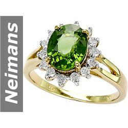 2.25 ct Green Apatite & Diamond Ring 14kt Gold