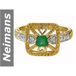 0.26 ct Emerald & Diamond Ring 14kt Gold