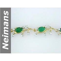 5.9 ct Emerald & Diamond Bracelet 14kt Gold