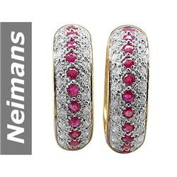 4.64 ct Ruby & Diamond Earrings 14kt Gold