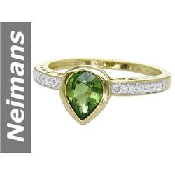 1.41 ct Green Apatite & Diamond Ring 14kt Gold