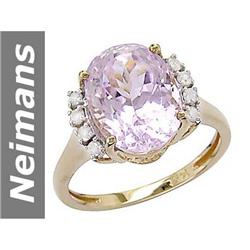 7.64 ct Pink Kunzite & Diamond Ring 14kt Gold