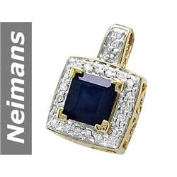 1.42 ct Sapphire & Diamond Pendant 14kt Gold