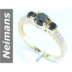 0.89 ct Black & White Diamond Ring 14kt Gold