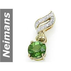 1.4 ct Green Apatite & Diamond Pendant 14kt Gold