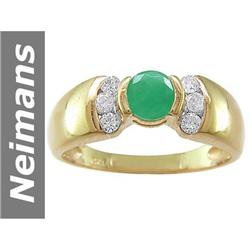 0.69 ct Emerald & Diamond Ring 14kt Gold