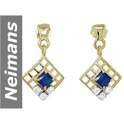 1.01 ct Sapphire & Diamond Earrings 14kt Gold