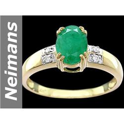 1.14 ct Emerald & Diamond Ring 14kt Gold