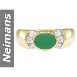 1.00 ct Emerald & Diamond Ring 14kt Gold