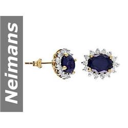 5.84 ct Sapphire & Diamond Earrings 14kt Gold