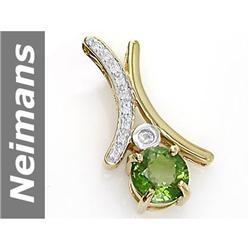 1.45 ct Green Apatite & White Sapphire & Diamond Pendant 14kt Gold