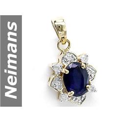 1.62 ct Sapphire & Diamond Pendant 14kt Gold