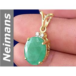 7.53 ct Emerald & Diamond Pendant 14kt Gold