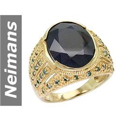 12.94 ct Blue Diamond & Sapphire Ring 14kt Gold