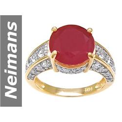8 ct Ruby & White Sapphire Ring 14kt Gold