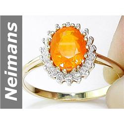 1.4 ct Fire Opal & Diamond Ring 14kt Gold