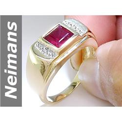 2.53 ct Ruby & Diamond Gents Ring 14kt Gold
