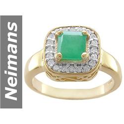 1.1 ct Emerald & Diamond Ring 14kt Gold