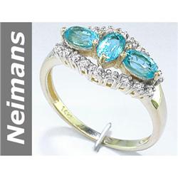 1.18 ct Apatite & Diamond Ring 14kt Gold