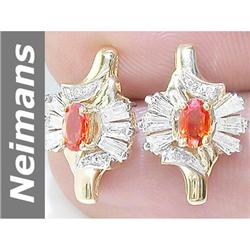 1.28 ct Songea Sapphire & Diamond Earrings 14kt Gold