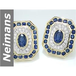 3.49 ct Blue Sapphire & Diamond Earrings 14kt Gold