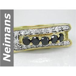 Modern  0.99 ct Black & White Diamond Ring 14kt Gold NR