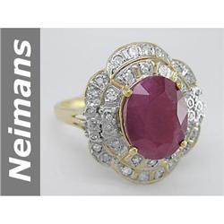 Glamerous 6.35 ct Ruby & Diamond Ring 14kt Gold No Res