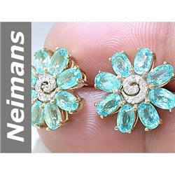 5.7 ct Apatite & Diamond Earrings 14kt Gold