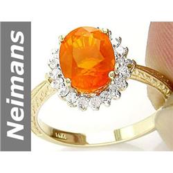 1.98 ct Fire Opal & Diamond Ring 14kt Gold