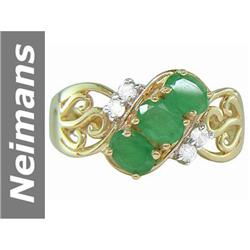 1.47 ct Emerald & Diamond Ring 14kt Gold