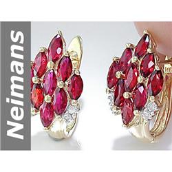 3.02 ct Songea Sapphire & Diamond Earrings 14kt Gold