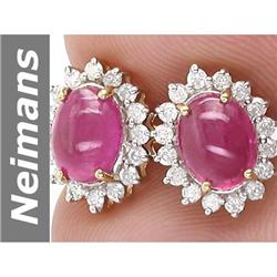3.45 ct Ruby & Diamond Earrings 14kt Gold