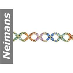 10.7 ct Blue, Green, Orange, Pink Sapphire Bracelet 14kt Gold